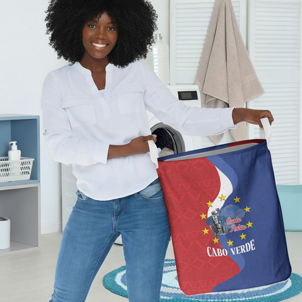 Santo Antao Cabo Verde Laundry Basket Map With Me Maia Statue African Pattern