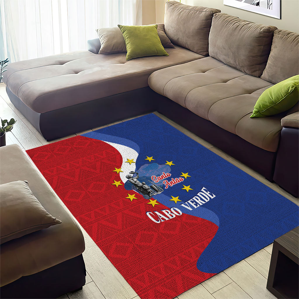 Santo Antao Cabo Verde Area Rug Map With Me Maia Statue African Pattern
