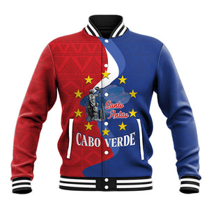 Santo Antao Cabo Verde Baseball Jacket Map With Me Maia Statue African Pattern