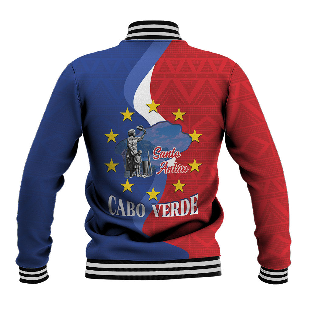 Santo Antao Cabo Verde Baseball Jacket Map With Me Maia Statue African Pattern