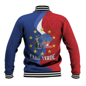 Santo Antao Cabo Verde Baseball Jacket Map With Me Maia Statue African Pattern