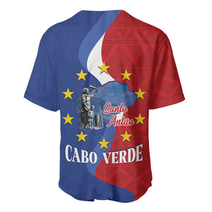 Santo Antao Cabo Verde Baseball Jersey Map With Me Maia Statue African Pattern