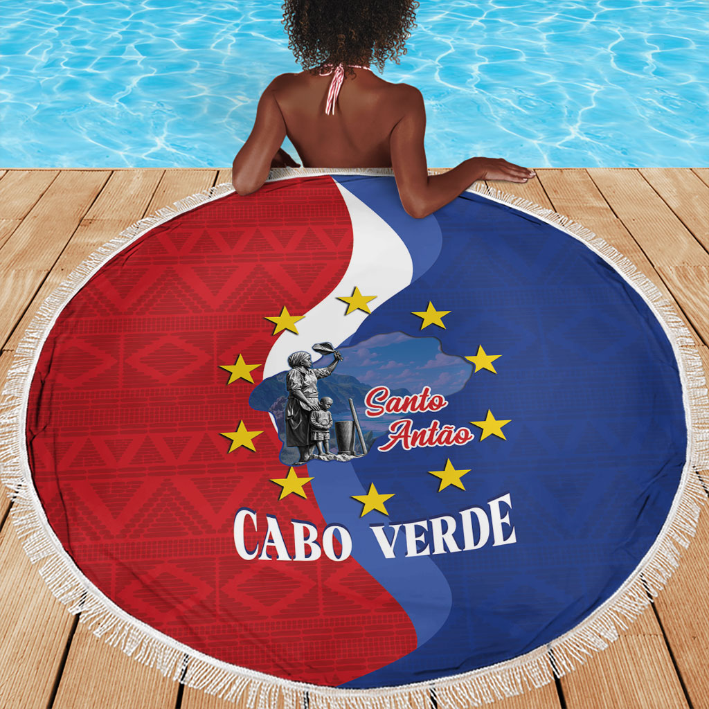 Santo Antao Cabo Verde Beach Blanket Map With Me Maia Statue African Pattern