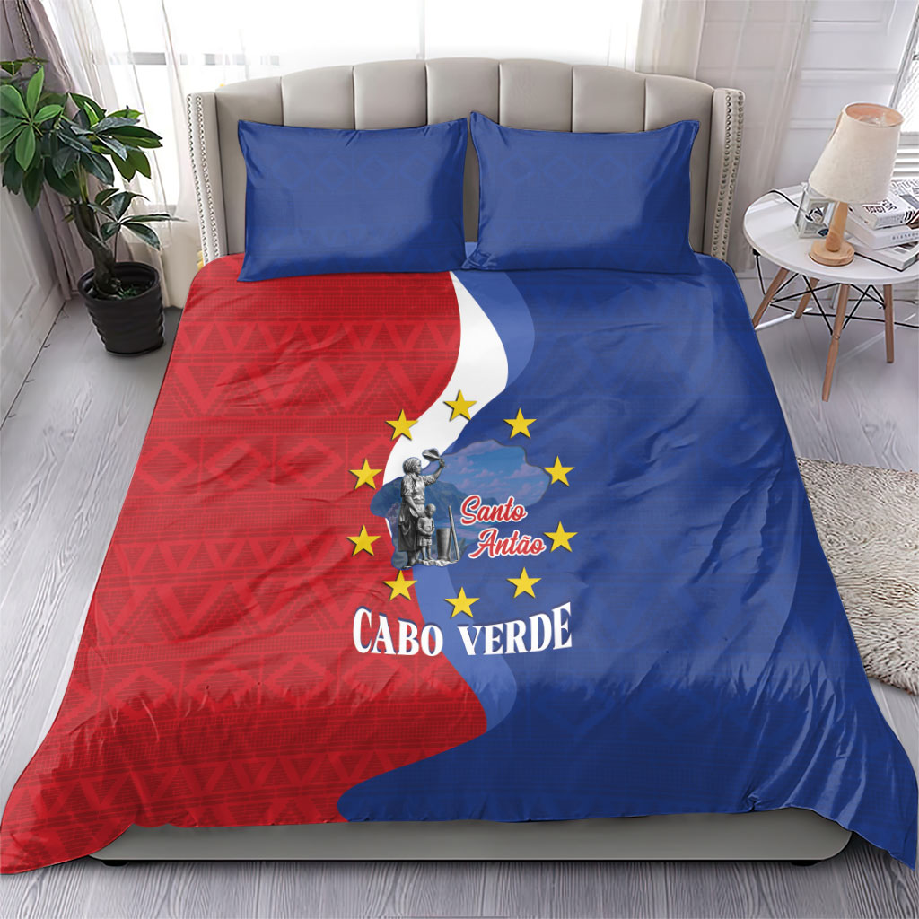 Santo Antao Cabo Verde Bedding Set Map With Me Maia Statue African Pattern