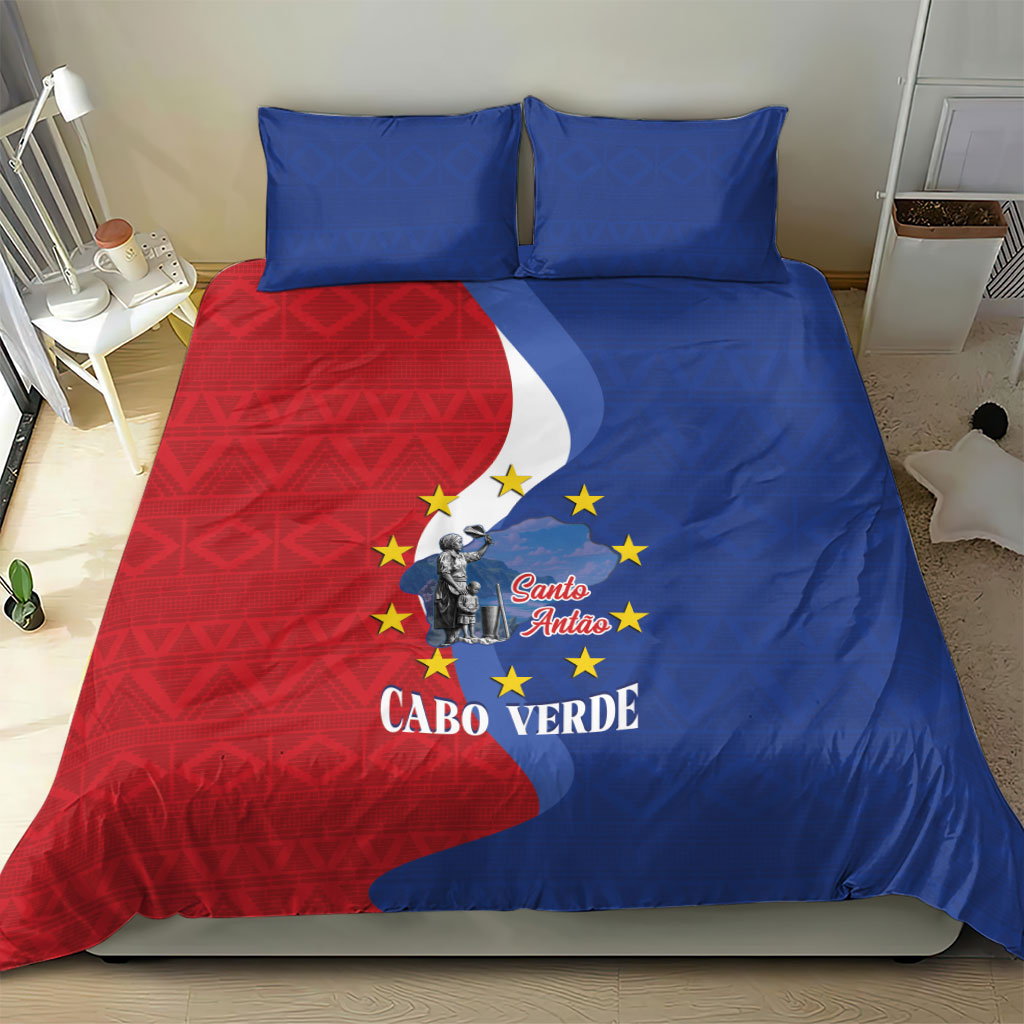 Santo Antao Cabo Verde Bedding Set Map With Me Maia Statue African Pattern