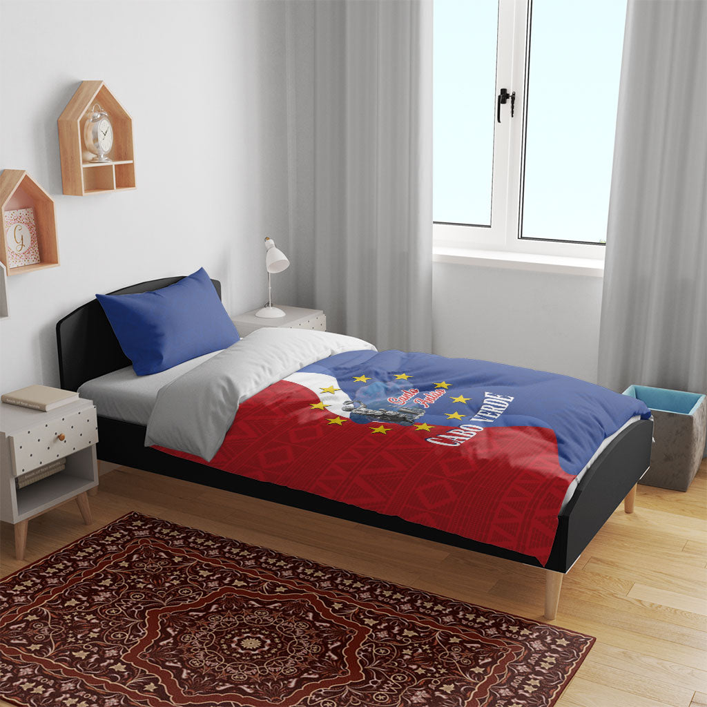 Santo Antao Cabo Verde Bedding Set Map With Me Maia Statue African Pattern