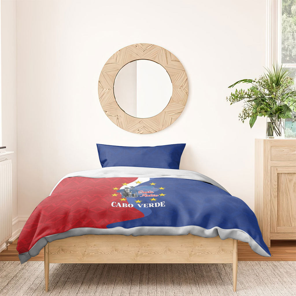 Santo Antao Cabo Verde Bedding Set Map With Me Maia Statue African Pattern