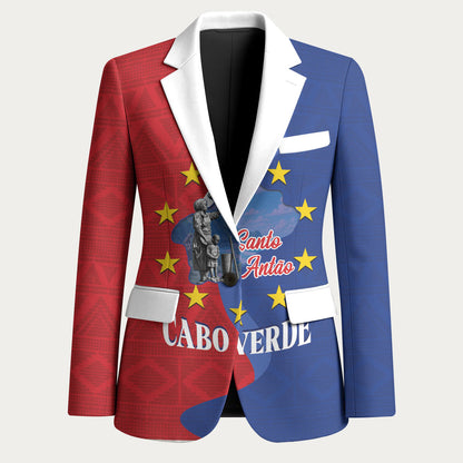 Santo Antao Cabo Verde Blazer Map With Me Maia Statue African Pattern