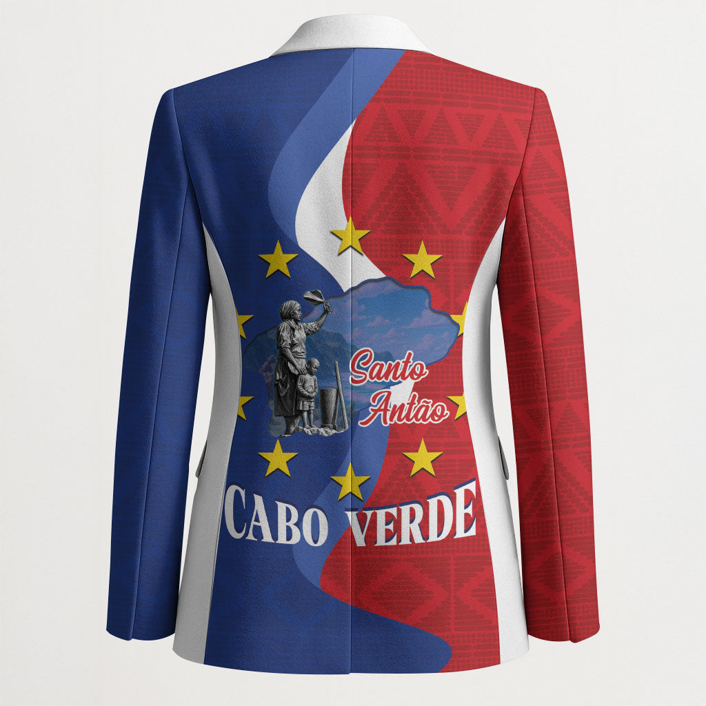 Santo Antao Cabo Verde Blazer Map With Me Maia Statue African Pattern