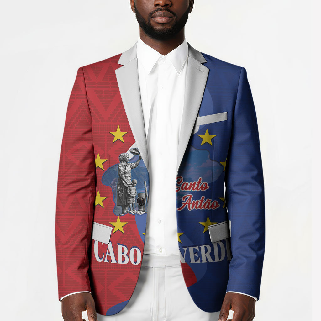 Santo Antao Cabo Verde Blazer Map With Me Maia Statue African Pattern