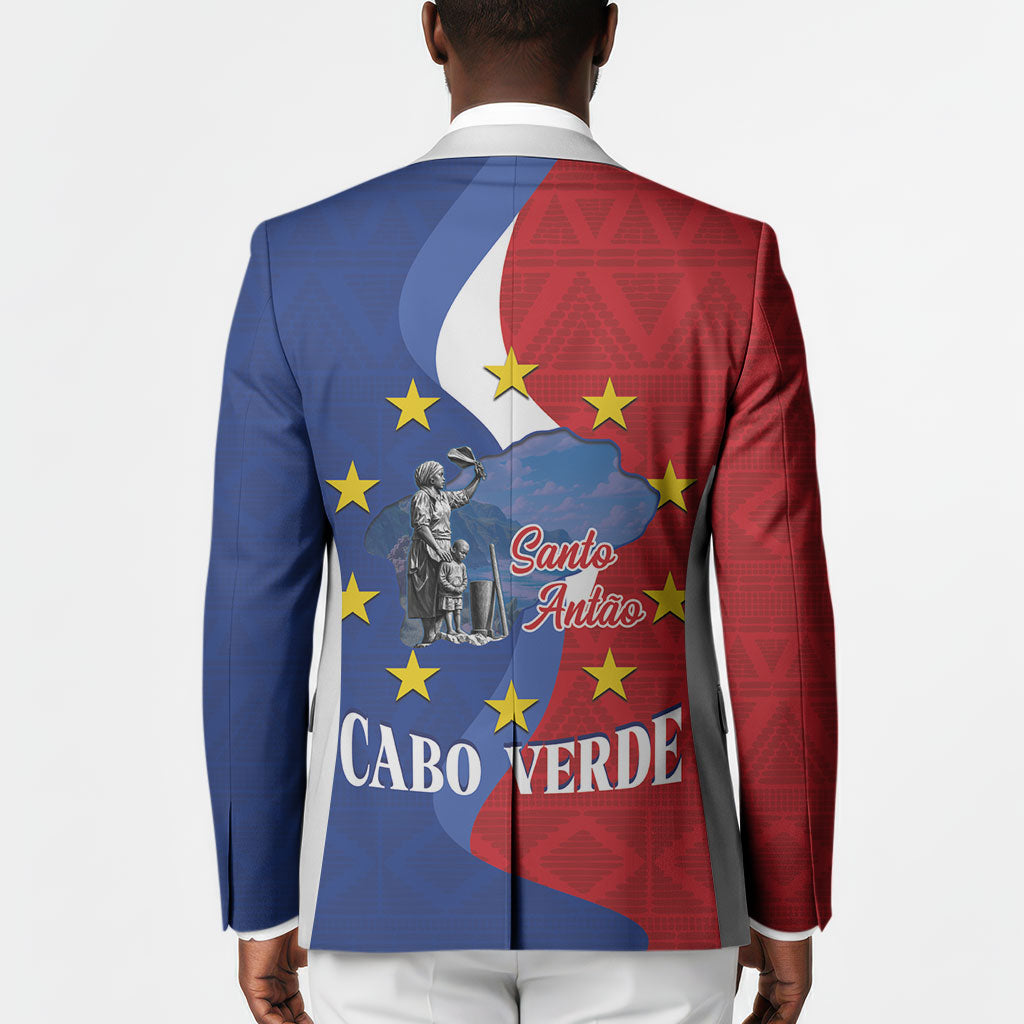 Santo Antao Cabo Verde Blazer Map With Me Maia Statue African Pattern