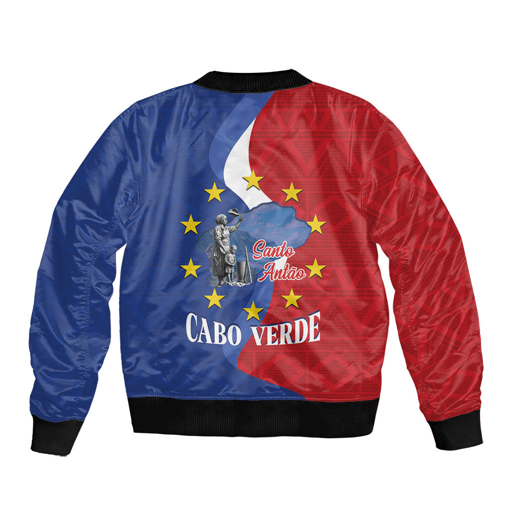 Santo Antao Cabo Verde Bomber Jacket Map With Me Maia Statue African Pattern