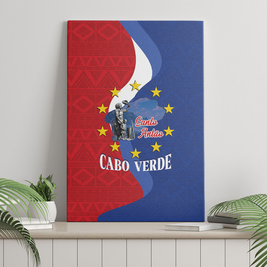 Santo Antao Cabo Verde Canvas Wall Art Map With Me Maia Statue African Pattern