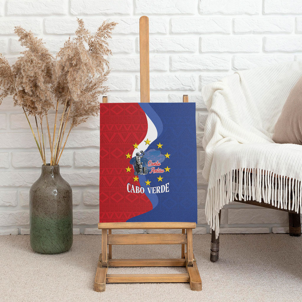 Santo Antao Cabo Verde Canvas Wall Art Map With Me Maia Statue African Pattern