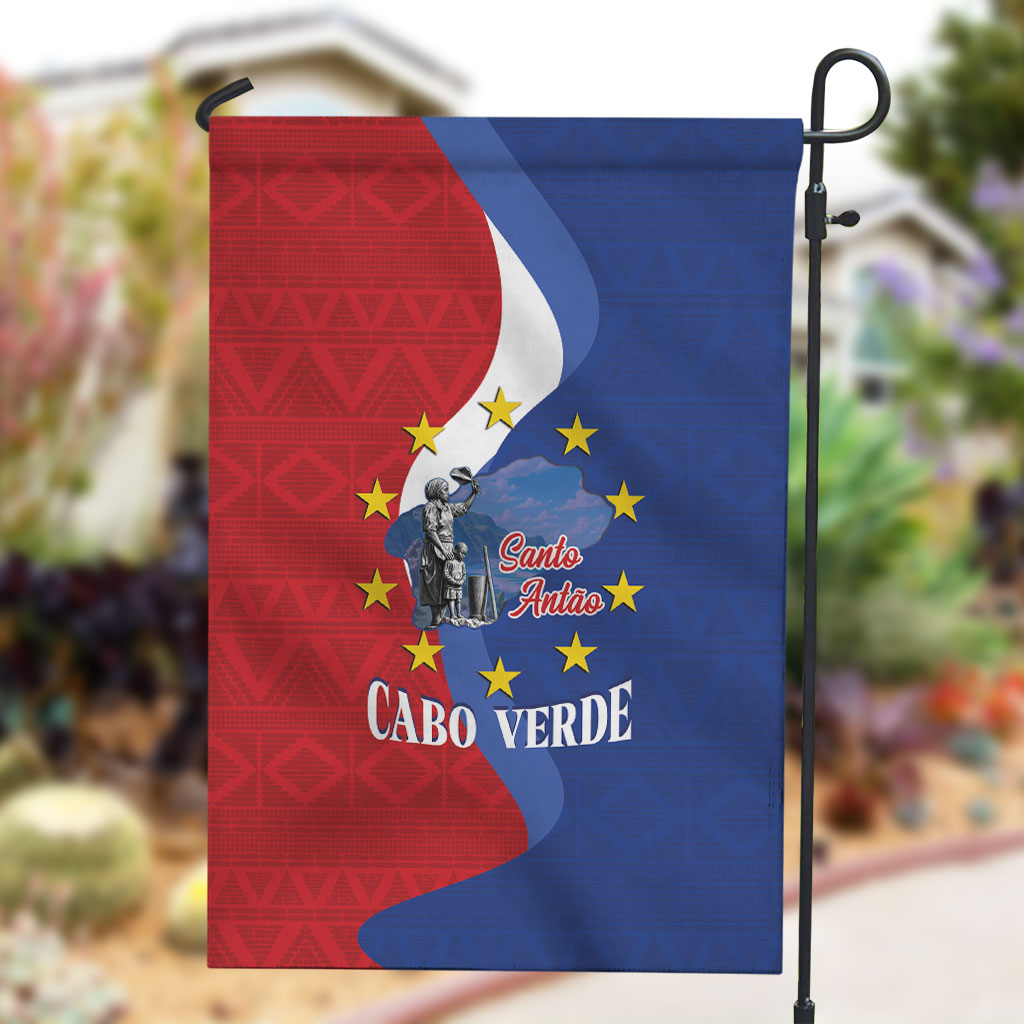 Santo Antao Cabo Verde Garden Flag Map With Me Maia Statue African Pattern