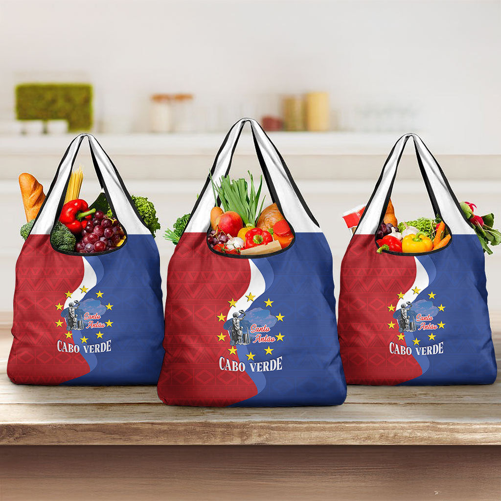Santo Antao Cabo Verde Grocery Bag Map With Me Maia Statue African Pattern