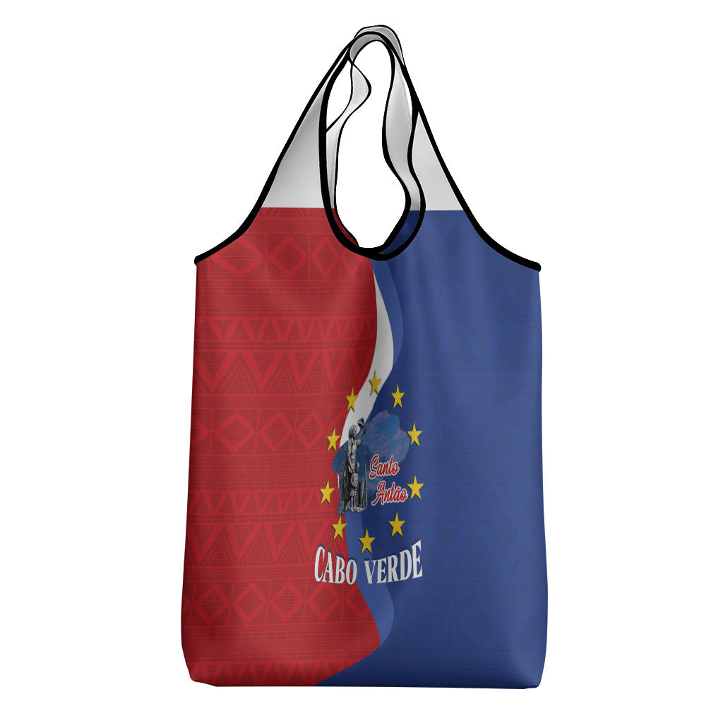 Santo Antao Cabo Verde Grocery Bag Map With Me Maia Statue African Pattern