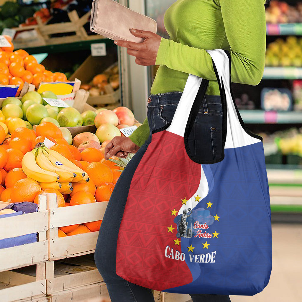 Santo Antao Cabo Verde Grocery Bag Map With Me Maia Statue African Pattern