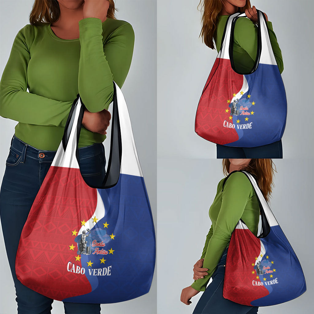 Santo Antao Cabo Verde Grocery Bag Map With Me Maia Statue African Pattern