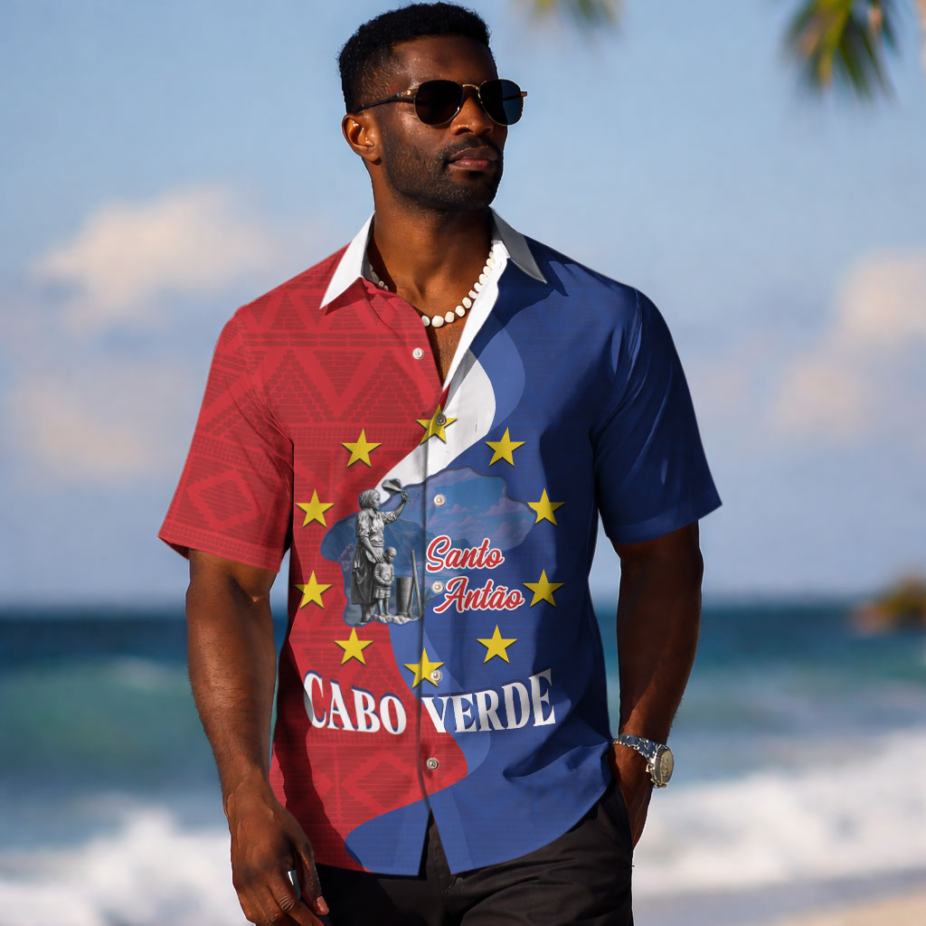 Santo Antao Cabo Verde Hawaiian Shirt Map With Me Maia Statue African Pattern