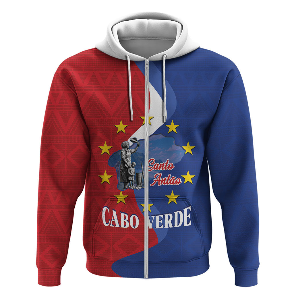 Santo Antao Cabo Verde Hoodie Map With Me Maia Statue African Pattern