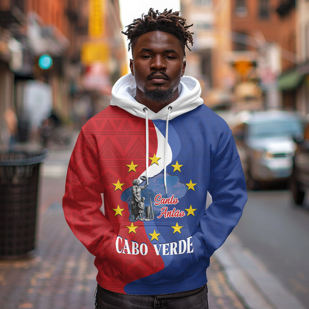 Santo Antao Cabo Verde Hoodie Map With Me Maia Statue African Pattern