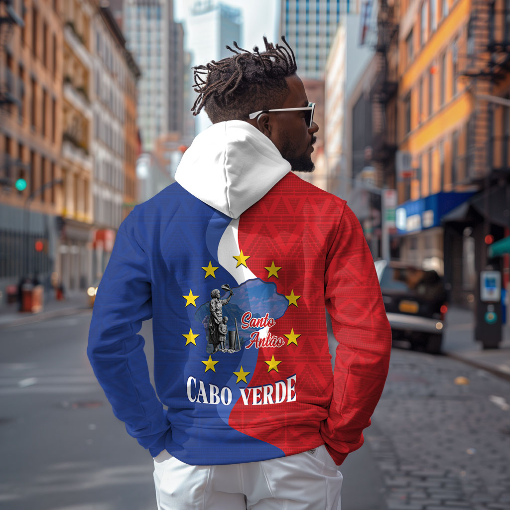 Santo Antao Cabo Verde Hoodie Map With Me Maia Statue African Pattern