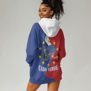 Santo Antao Cabo Verde Hoodie Dress Map With Me Maia Statue African Pattern