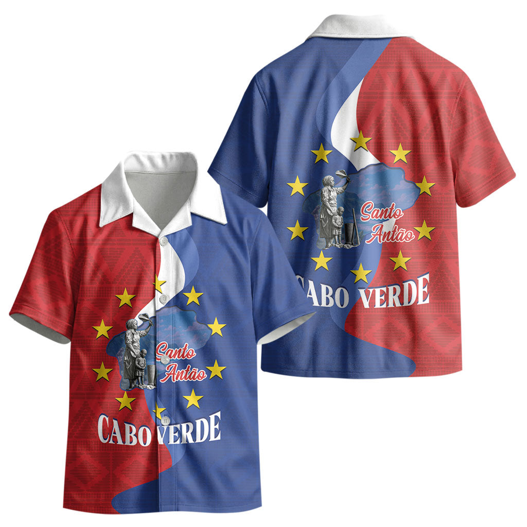Santo Antao Cabo Verde Kid Hawaiian Shirt Map With Me Maia Statue African Pattern