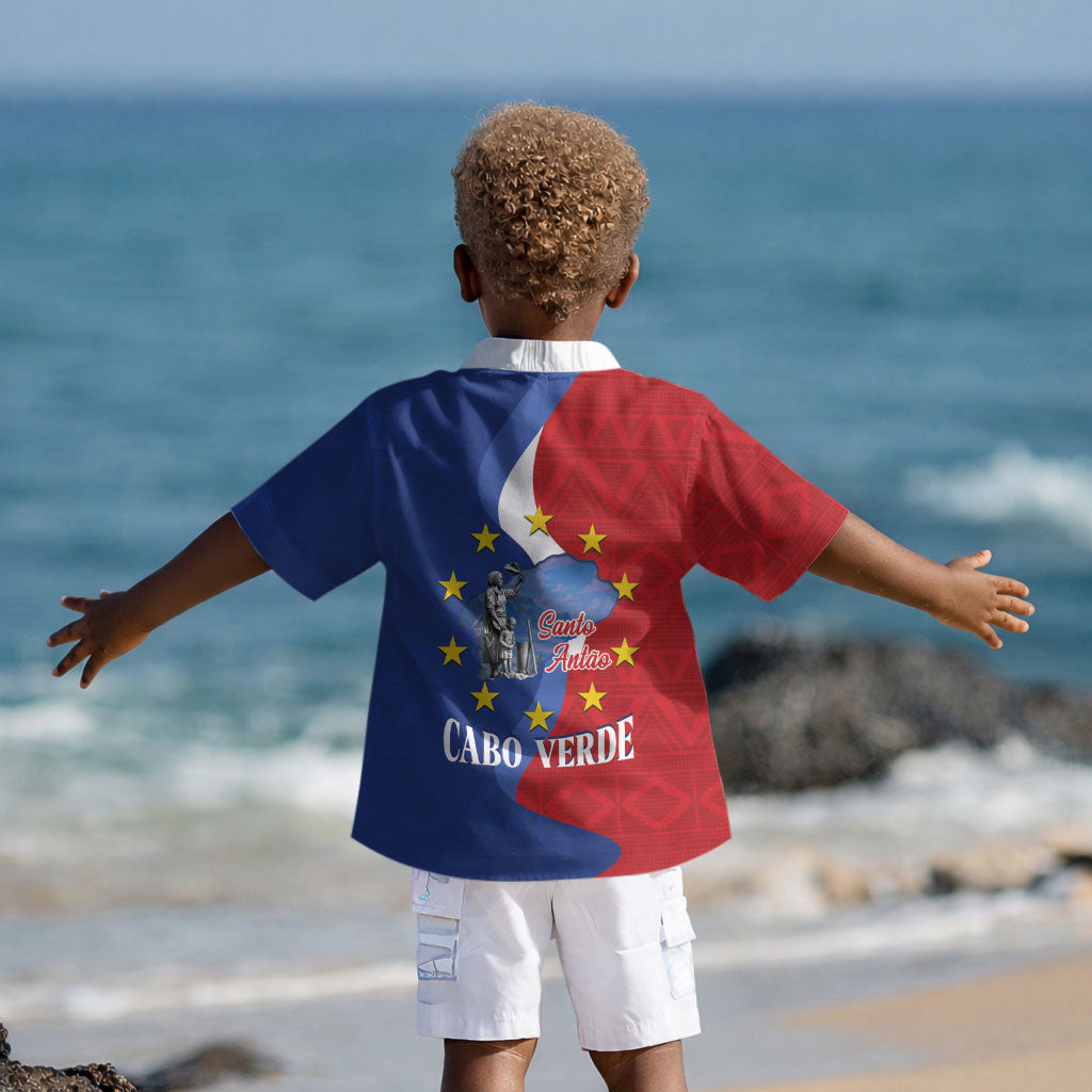 Santo Antao Cabo Verde Kid Hawaiian Shirt Map With Me Maia Statue African Pattern