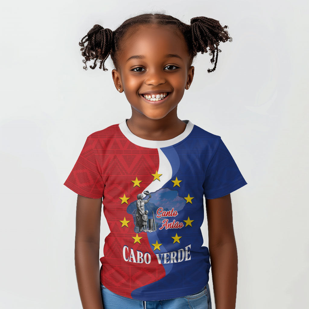 Santo Antao Cabo Verde Kid T shirt Map With Me Maia Statue African Pattern