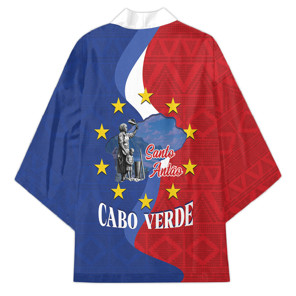 Santo Antao Cabo Verde Kimono Map With Me Maia Statue African Pattern
