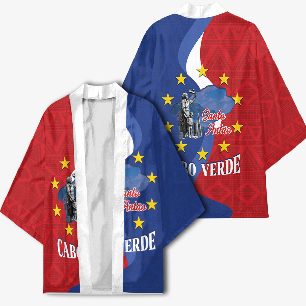 Santo Antao Cabo Verde Kimono Map With Me Maia Statue African Pattern