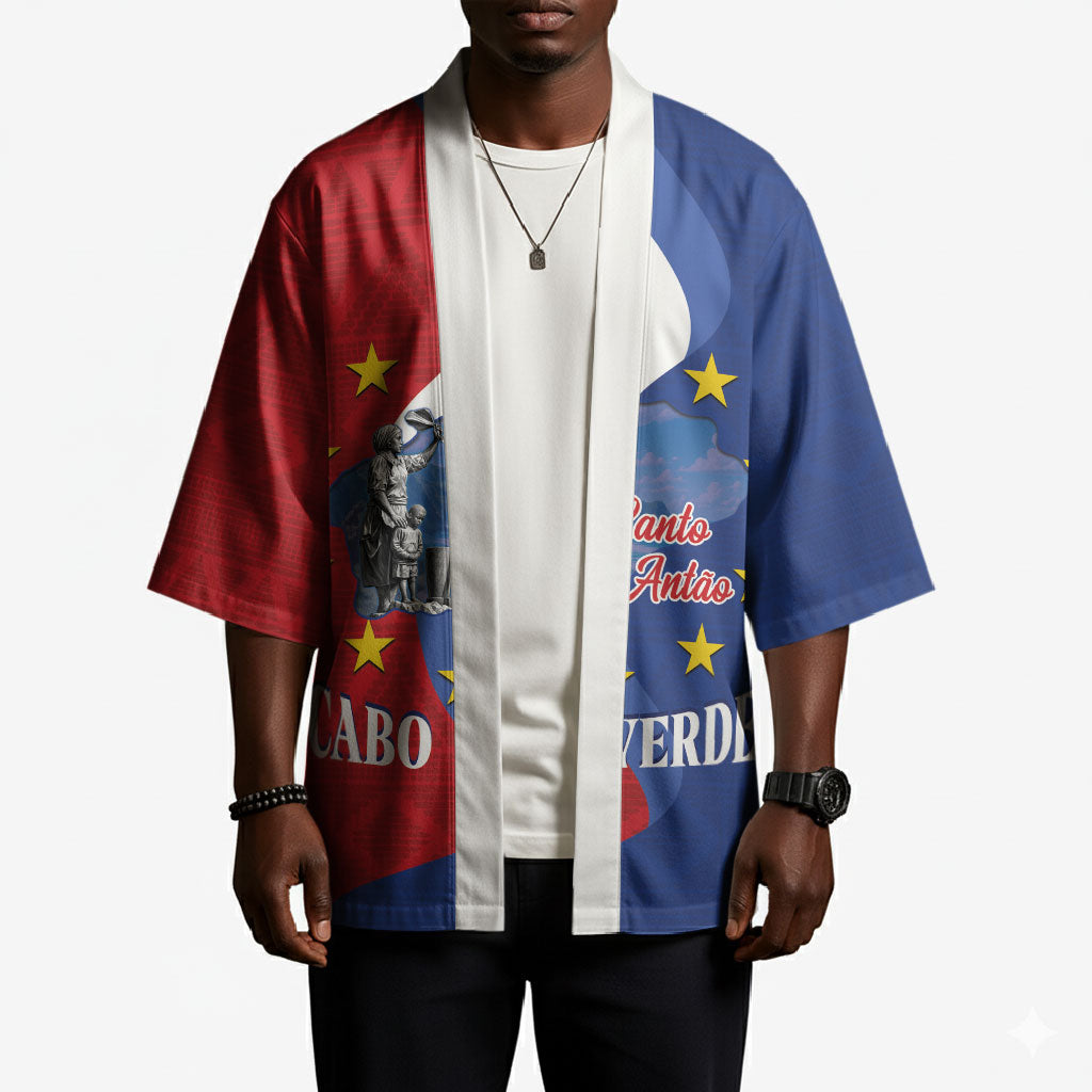 Santo Antao Cabo Verde Kimono Map With Me Maia Statue African Pattern