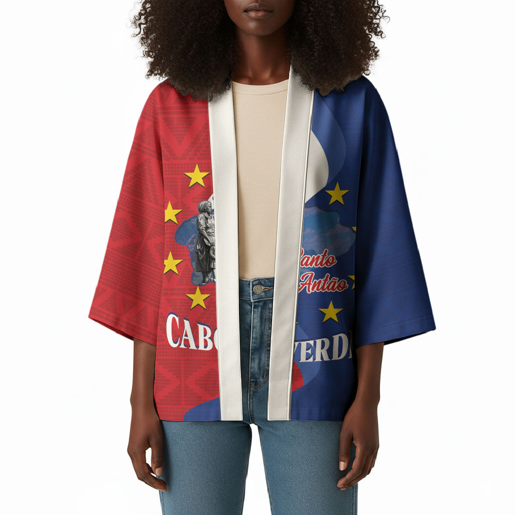 Santo Antao Cabo Verde Kimono Map With Me Maia Statue African Pattern