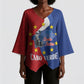Santo Antao Cabo Verde Kimono Sleeve Blouse Map With Me Maia Statue African Pattern