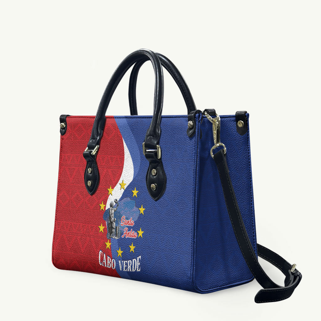 Santo Antao Cabo Verde Leather Bag Map With Me Maia Statue African Pattern