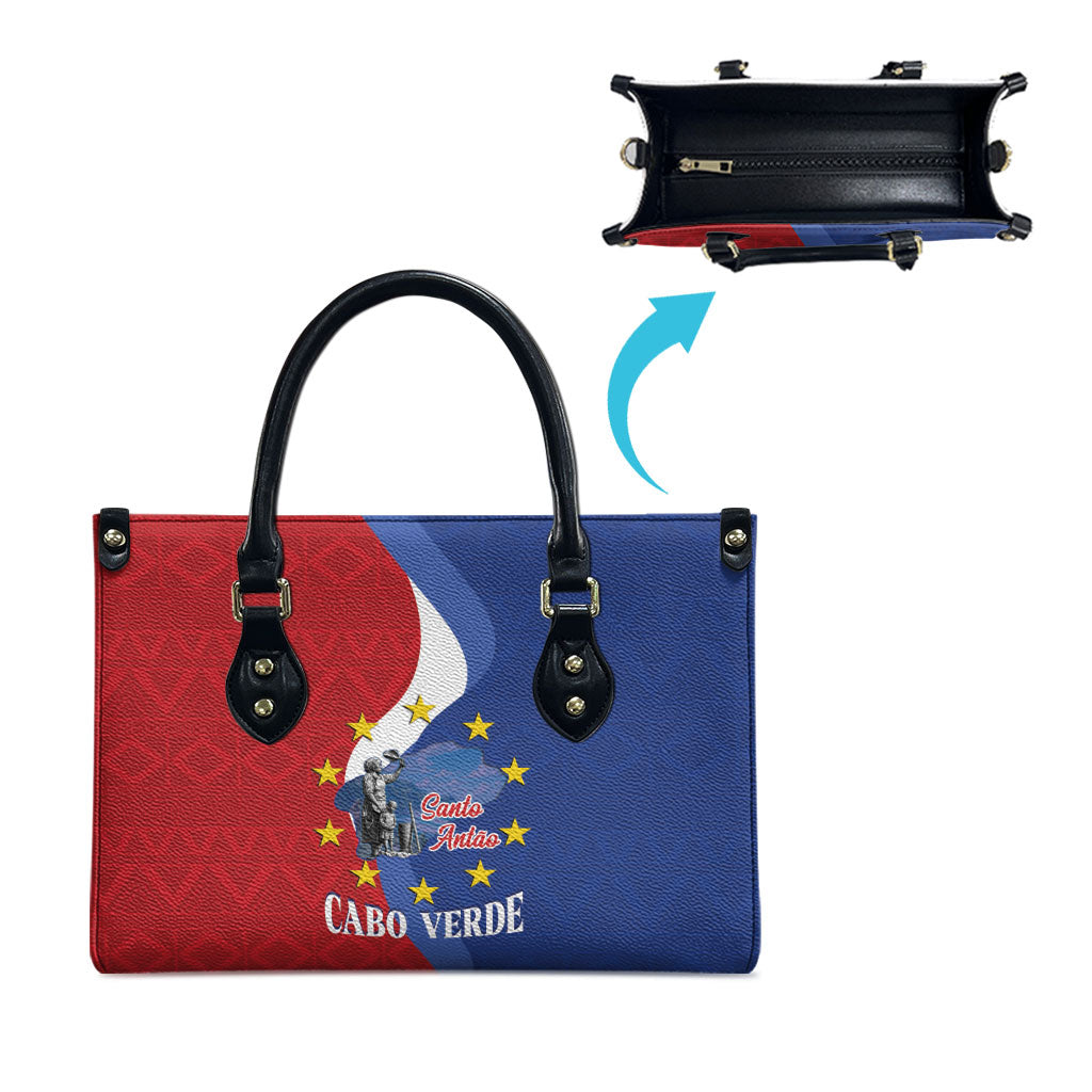Santo Antao Cabo Verde Leather Bag Map With Me Maia Statue African Pattern