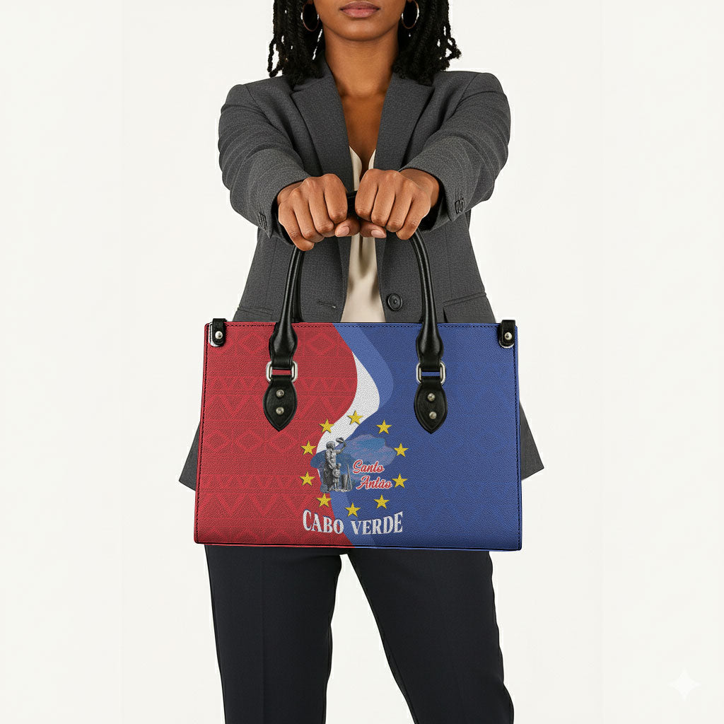 Santo Antao Cabo Verde Leather Bag Map With Me Maia Statue African Pattern