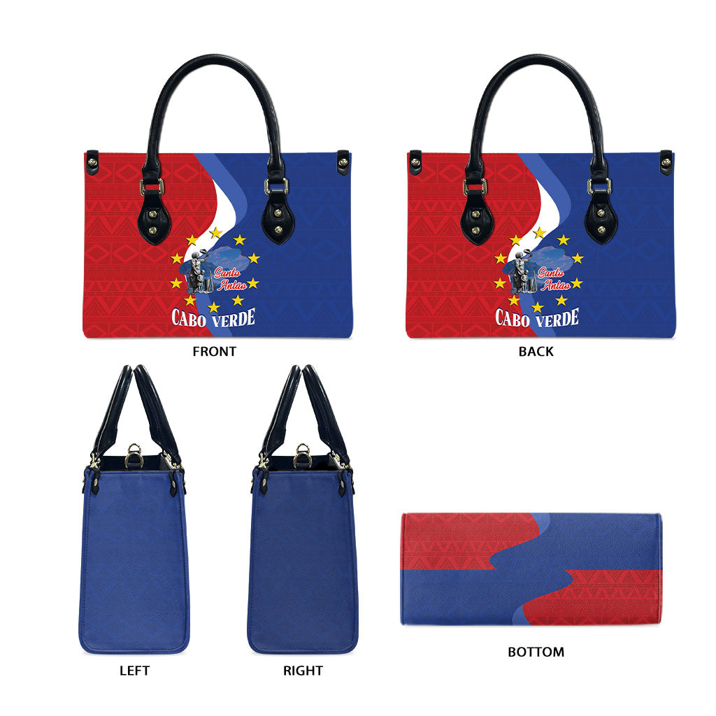Santo Antao Cabo Verde Leather Bag Map With Me Maia Statue African Pattern