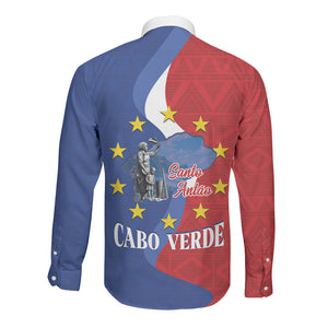 Santo Antao Cabo Verde Long Sleeve Button Shirt Map With Me Maia Statue African Pattern