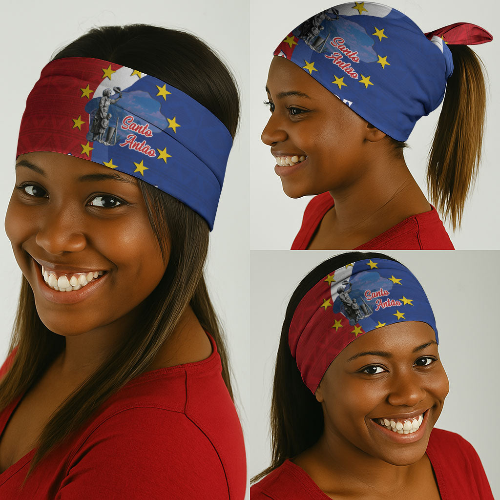 Santo Antao Cabo Verde Neck Gaiter Map With Me Maia Statue African Pattern