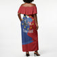 Santo Antao Cabo Verde Off Shoulder Maxi Dress Map With Me Maia Statue African Pattern