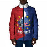 Santo Antao Cabo Verde Padded Jacket Map With Me Maia Statue African Pattern