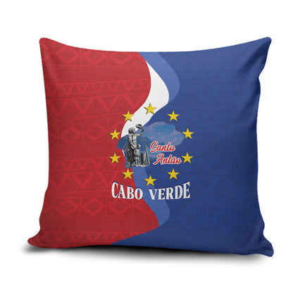 Santo Antao Cabo Verde Pillow Cover Map With Me Maia Statue African Pattern