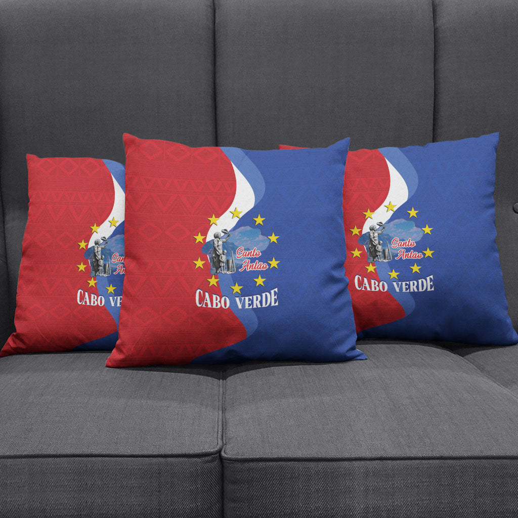 Santo Antao Cabo Verde Pillow Cover Map With Me Maia Statue African Pattern