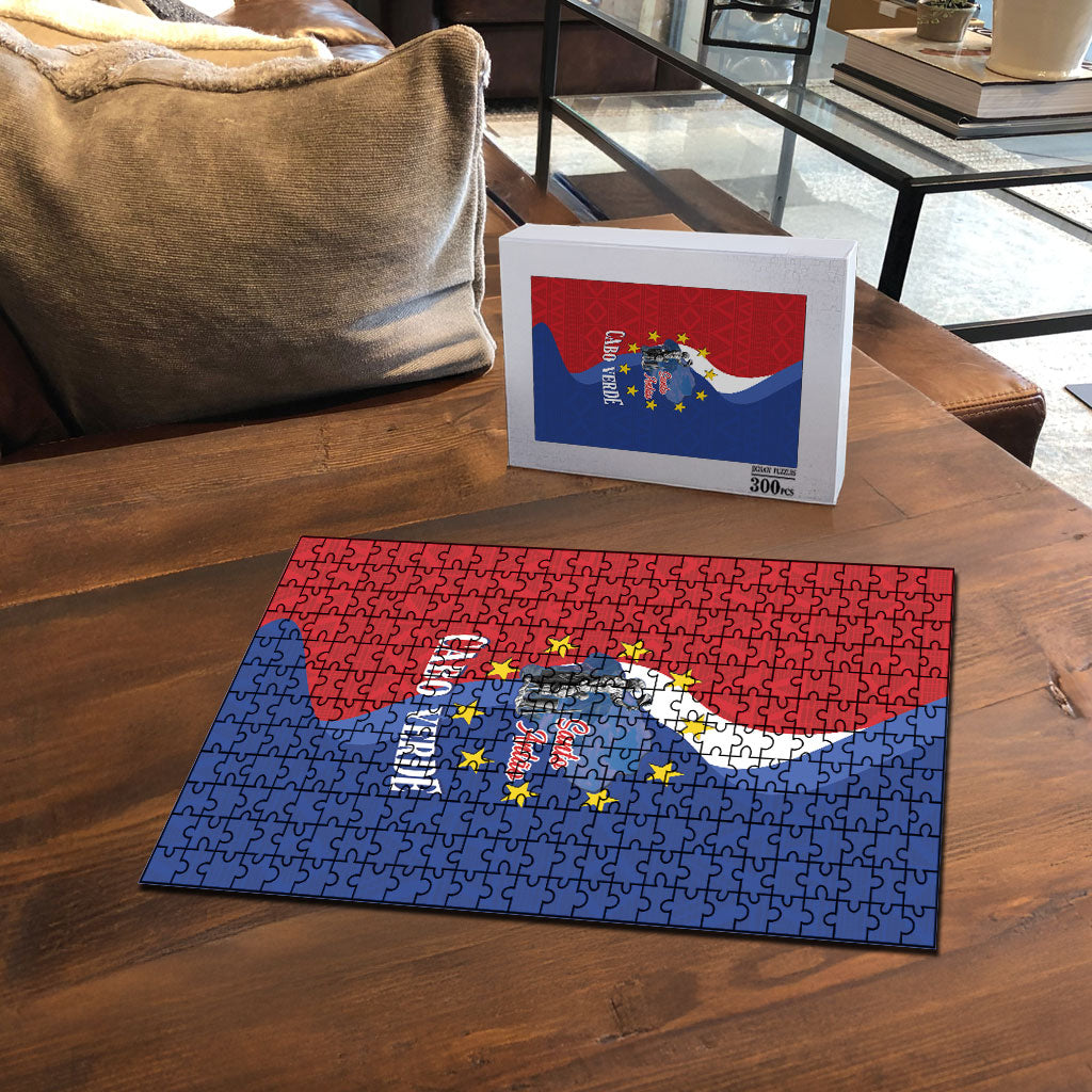 Santo Antao Cabo Verde Puzzle Map With Me Maia Statue African Pattern
