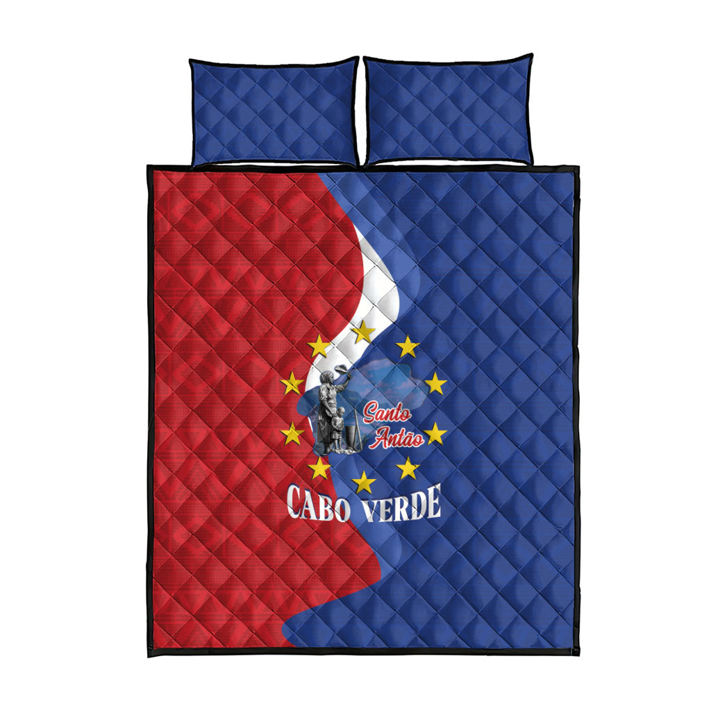 Santo Antao Cabo Verde Quilt Bed Set Map With Me Maia Statue African Pattern
