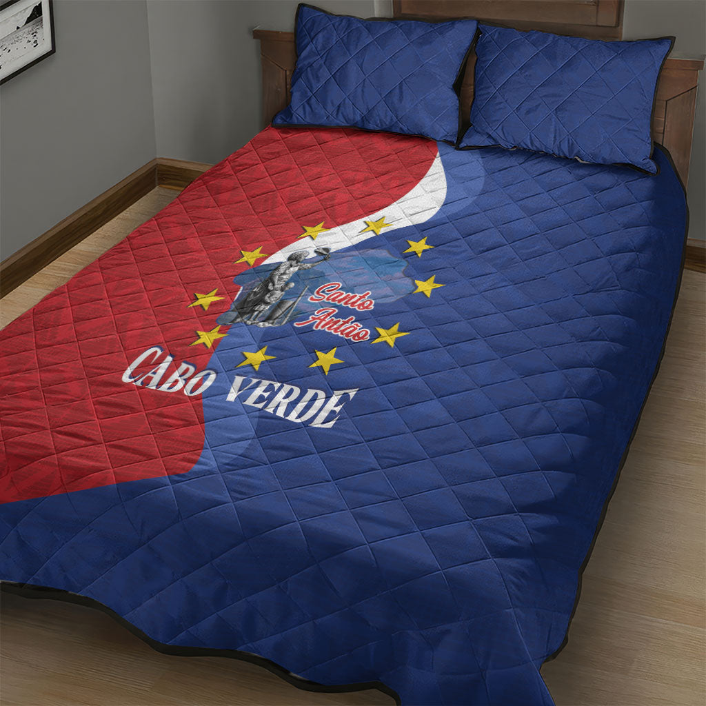 Santo Antao Cabo Verde Quilt Bed Set Map With Me Maia Statue African Pattern