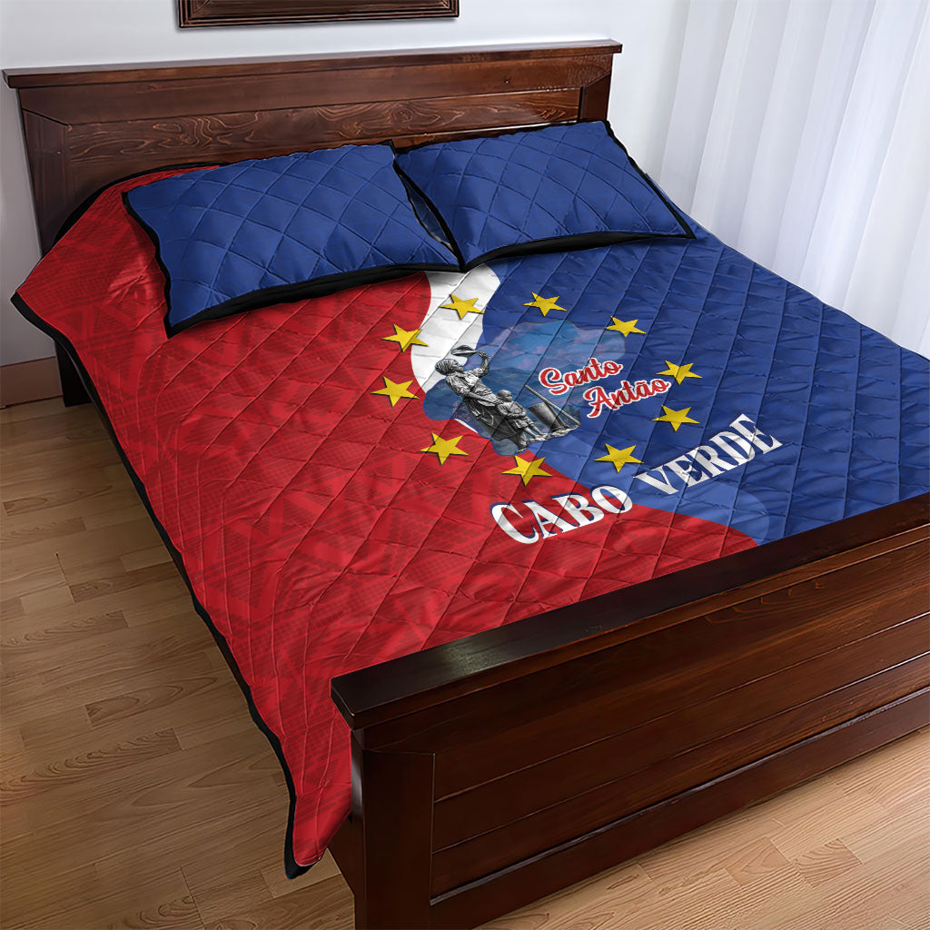 Santo Antao Cabo Verde Quilt Bed Set Map With Me Maia Statue African Pattern